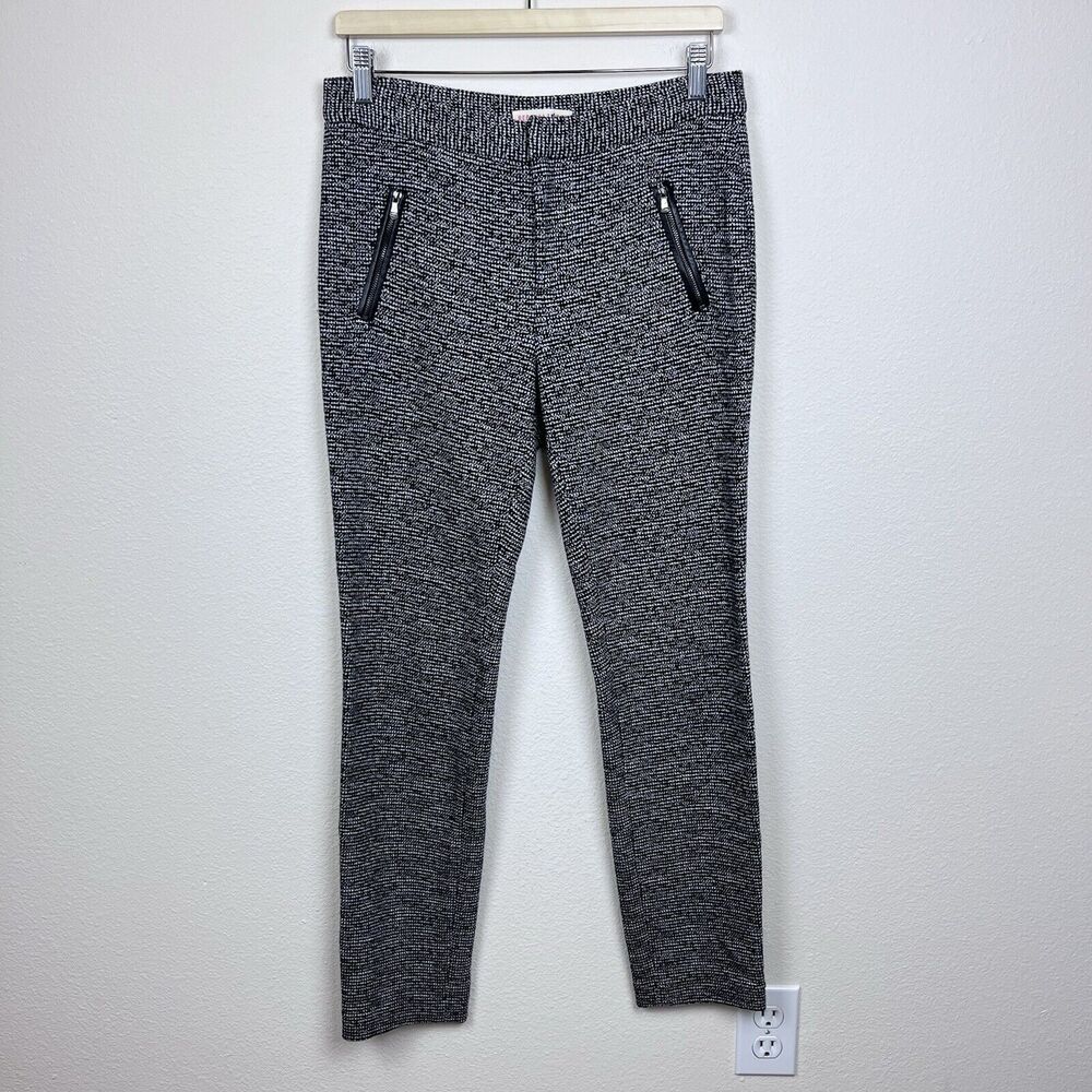 Rebecca Taylor Pants Womens Six Wool Blend Lambs Leather Mottled Tweed Office